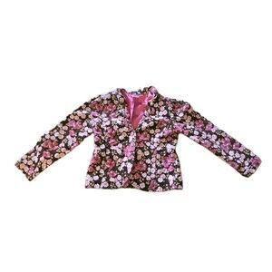 Gymboree Primrose Blazer Dress Coat Jacket Pink Brown Floral Corduroy Girls Sz 6